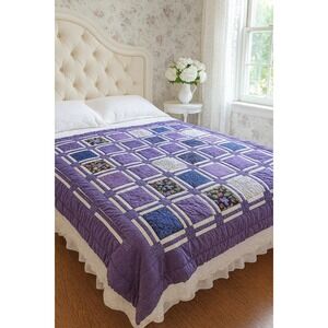 Lavender Windowpane Dreams" Quilt –‎ 82 x 70 inches  #61